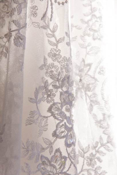 细节的新娘礼服面料和美丽的刺绣婚礼概念使用作为背景的插图和文字。图片下载