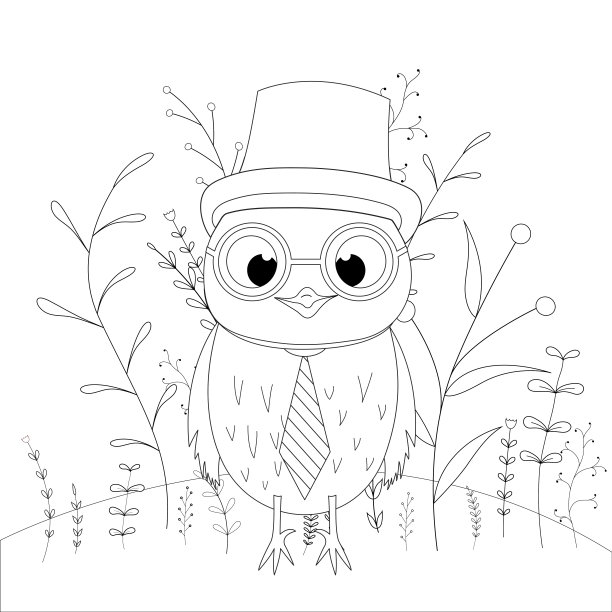涂色书或书页的学校和学龄前儿童。开发儿童着色。矢量卡通插图与可爱的猫头鹰图片下载