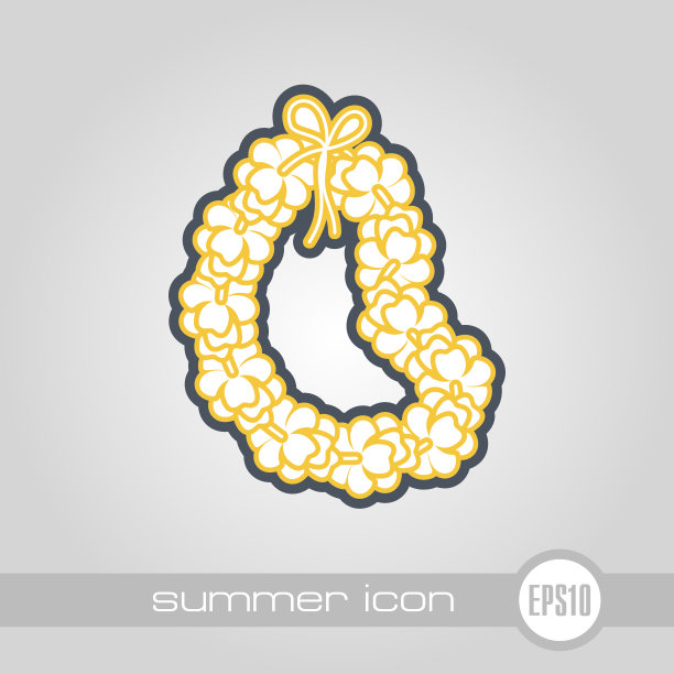 夏威夷花项链，花环图标。假期图片下载