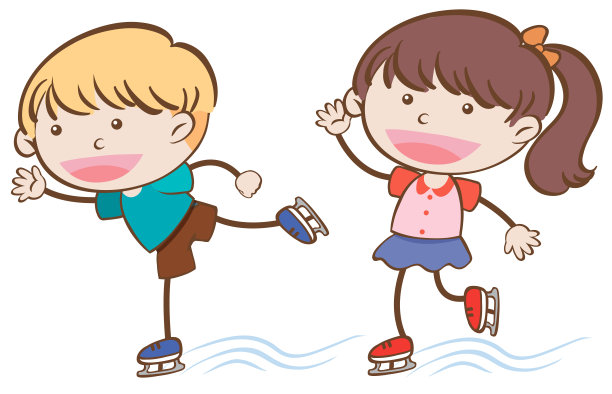 孩子溜冰在白色的背景图片下载