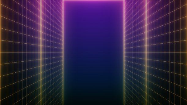 复古科幻背景80年代的未来主义景观。数字网络表面。适合80年代风格的设计图片下载