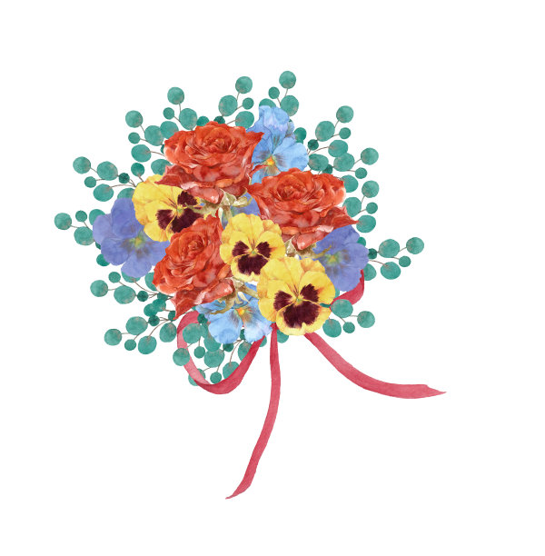 玫瑰和三色堇花图片下载