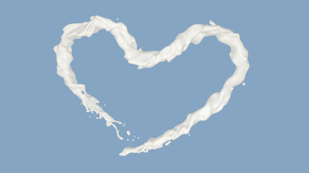 牛奶飞溅心形，逼真的产品渲染是您广告的便捷方式，3d渲染过程，4k超高清3840x2160。图片下载