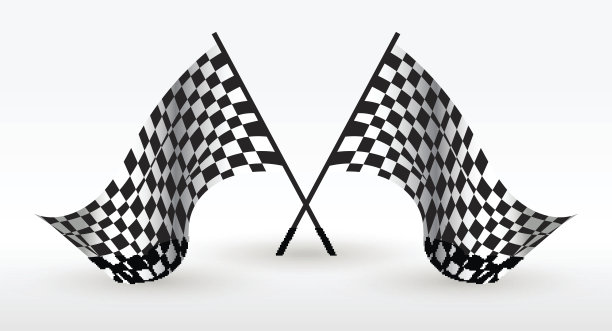 开始和结束旗。汽车摩托赛车。方格旗。向量现实的形象。图片下载