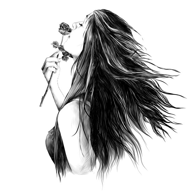 一个披头散发的女孩的肖像图片下载