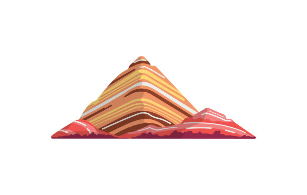 山脉景观孤立矢量插图卡通风格。自然山轮廓。素材图片