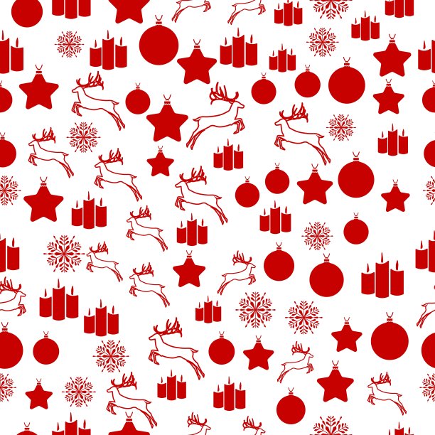 圣诞快乐白色背景上的红色元素。用zentangl和涂鸦元素制作的无缝图形图案。包装纸插图图片下载