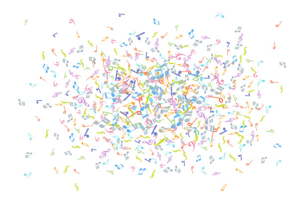 矢量彩色音乐符号的背景元素在平面风格图片下载