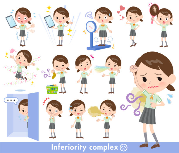 学校女孩淡绿色衬衫夏季复杂素材图片