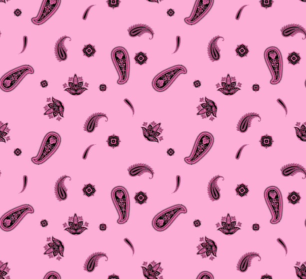 粉红佩斯利无缝图案。种族背景。素材图片