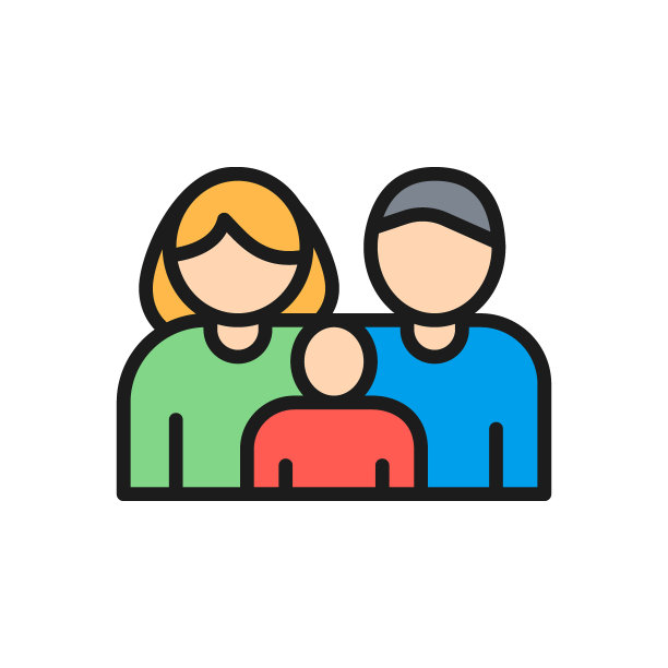 家庭，母亲，父亲，孩子平面颜色线图标。图片下载