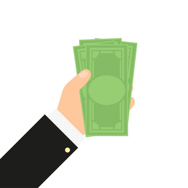 钱在手中以平的风格，矢量图片下载