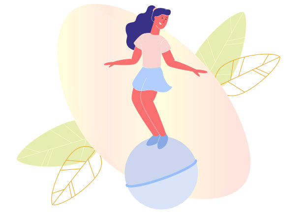 女孩跳跃或弹跳在跳球卡通图片下载