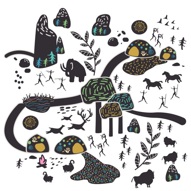 原始人在白色背景上的简单插图图片下载