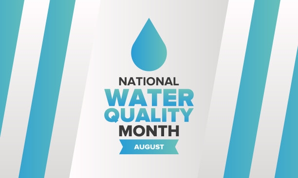 8月全国水质月。月研究水。源头、节约、净化水。高质量的水。在美国庆祝。海报、卡片、横幅、插图。向量图片下载