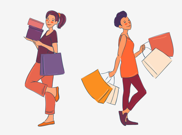 微笑的女孩拿着购物袋图片下载