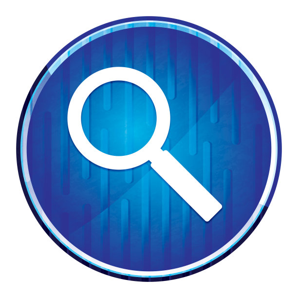 放大镜图标现代霓虹蓝色圆形按钮图片下载