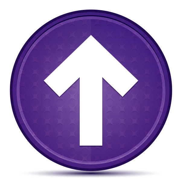 向上箭头图标的首要紫色圆形按钮图片下载
