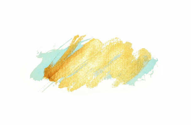 抽象的金色和蓝色水彩污渍在白色的背景图片下载