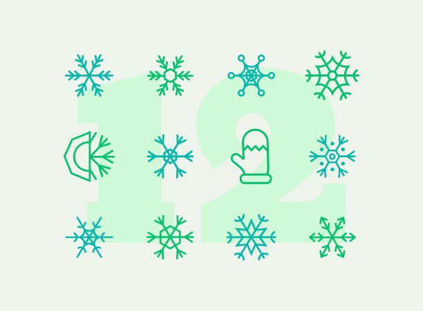雪花线条图标集图片下载