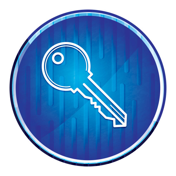 关键图标现代霓虹蓝色圆形按钮图片下载