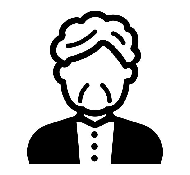 白发苍苍的老妇/祖母平面矢量图标图片下载