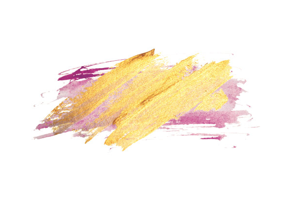 抽象的金色和粉红色水彩污渍在白色的背景图片下载