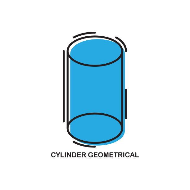圆柱体几何图形矢量图标孤立在白色背景上图片下载
