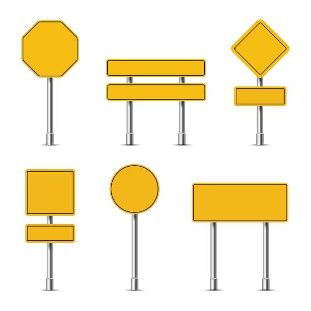 白色背景上的黄色交通标志图片下载