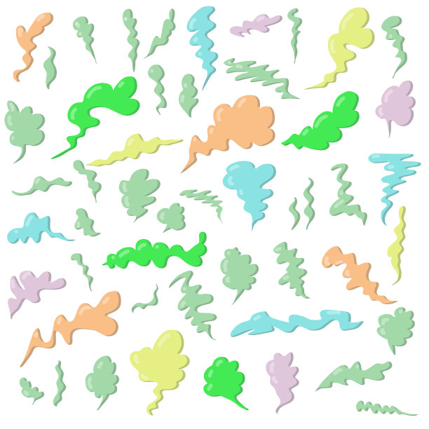 气味图标设置，矢量平面孤立的插图图片下载