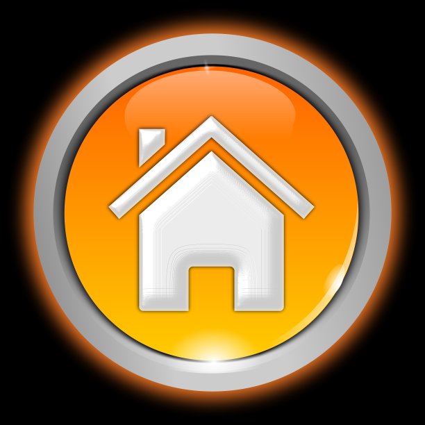装饰橙色Home按钮- 3D插图图片下载