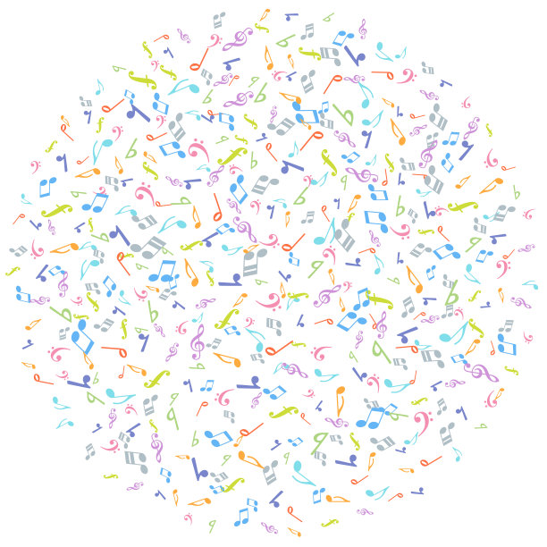 矢量彩色音乐符号的背景元素在平面风格图片下载