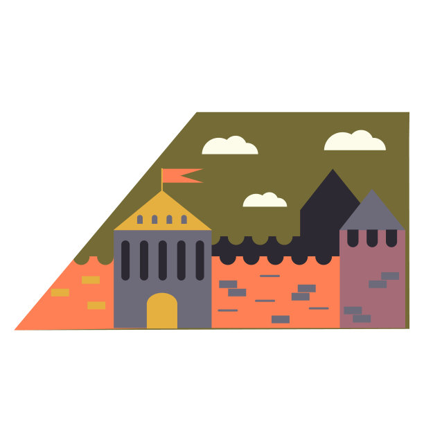 白色背景上的中世纪城市简单插图图片下载