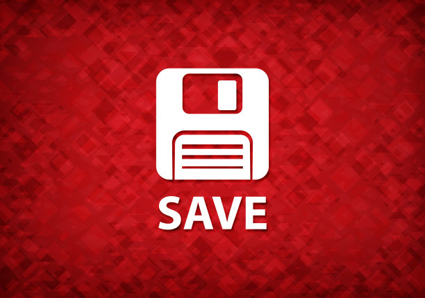 保存(软盘图标)红色背景图片下载