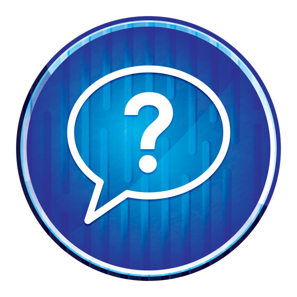 问号气泡图标现代霓虹蓝色圆形按钮图片下载