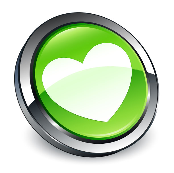 心形图标3d绿色圆形按钮图片下载