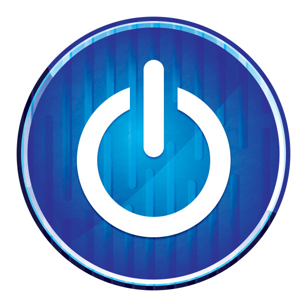 权力图标现代霓虹蓝色圆形按钮图片下载