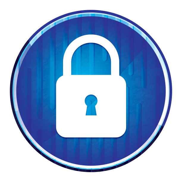 挂锁关闭图标现代霓虹蓝色圆形按钮图片下载