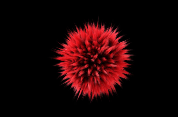 毛绒绒的红球孤立在黑色上图片下载