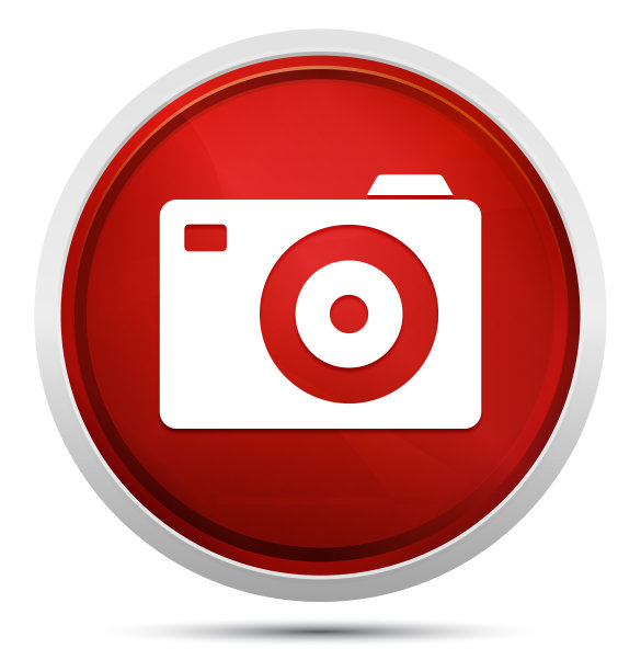 相机图标推广红色圆形按钮图片下载
