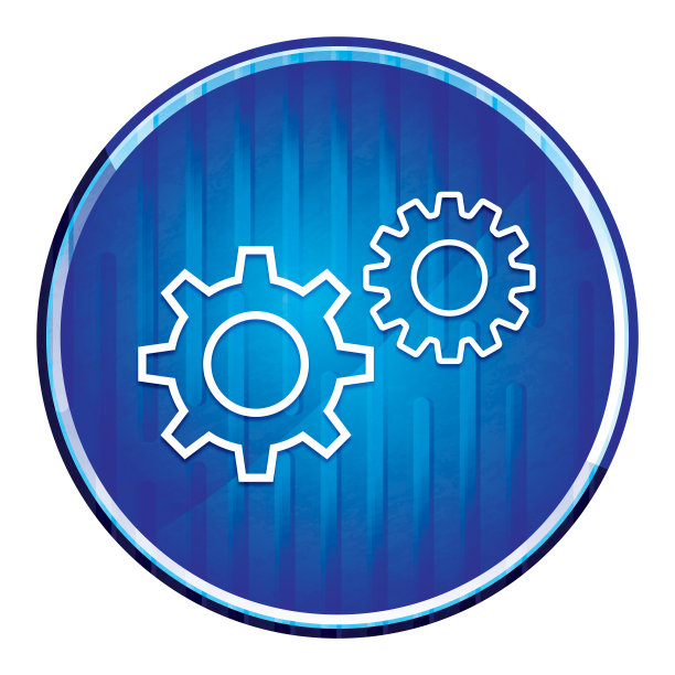 设置过程图标现代霓虹蓝色圆形按钮图片下载