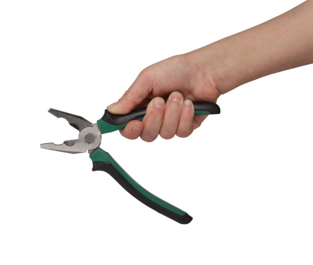 白底上拿着绿钳子图片下载