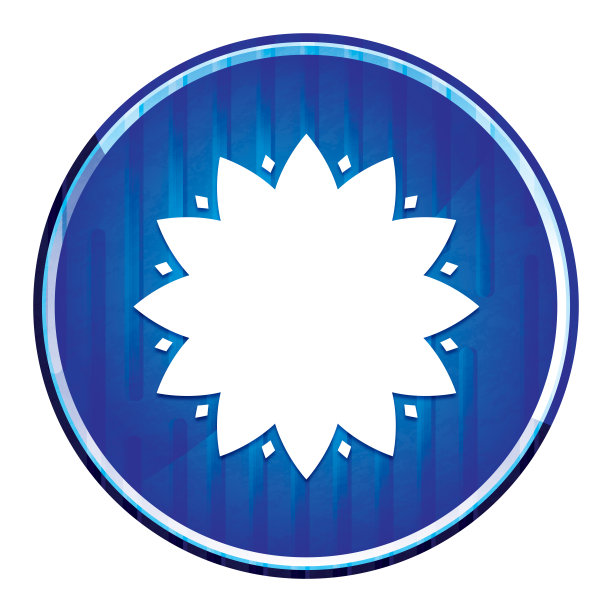 绿叶花图标现代霓虹蓝色圆形按钮图片下载