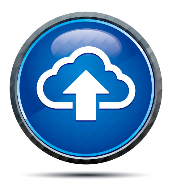 云上传图标独家蓝色圆形按钮图片下载