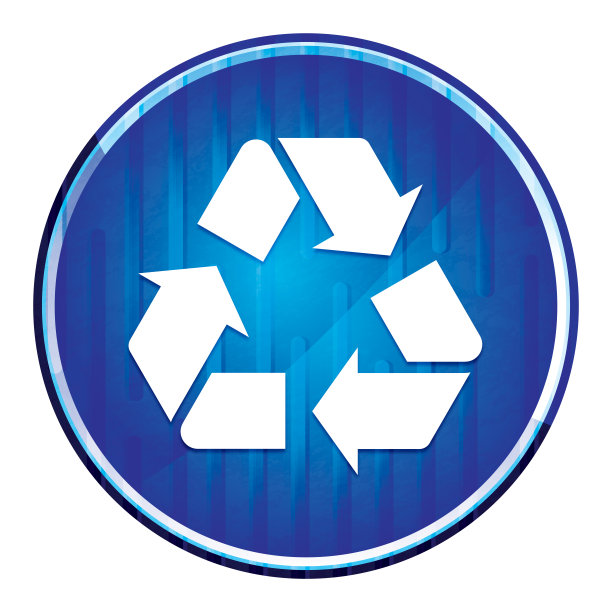 回收符号图标现代霓虹蓝色圆形按钮图片下载