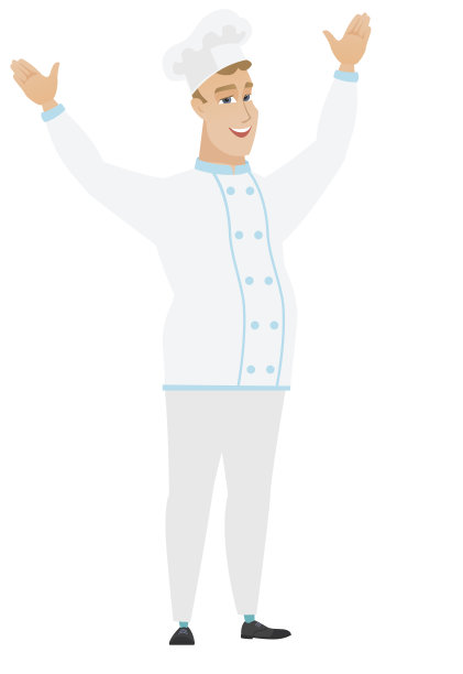 成功的白种人厨师厨师跳跃图片下载