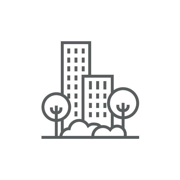 住宅建筑用树木线条图标图片下载