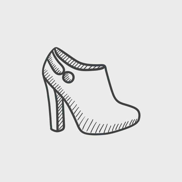 高跟鞋脚踝靴素描图标图片下载