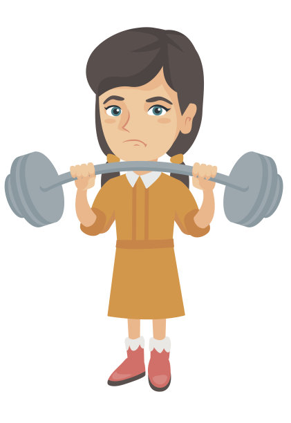 不安的白人女孩举起沉重的杠铃图片下载