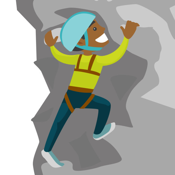 一个年轻的黑人在爬岩石图片下载